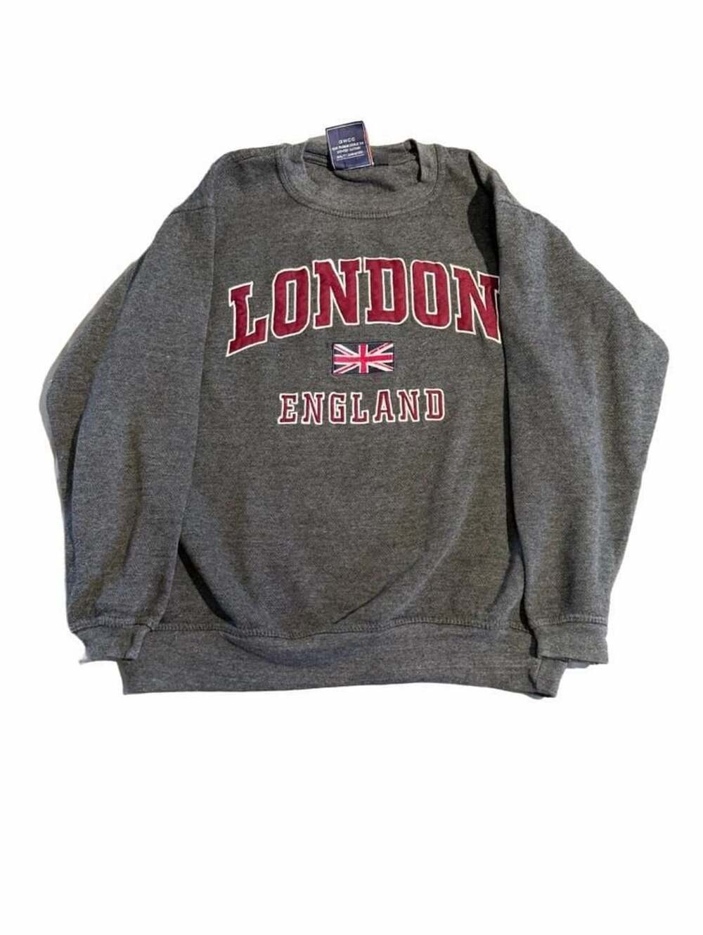 GWCC London England Sweatshirt Gray Maroon Crewneck Pullover